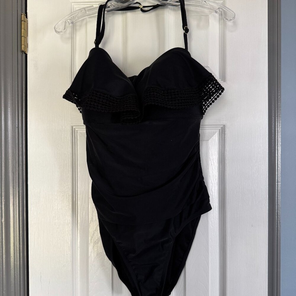 Kona Sol Black One Piece Swim Suit with Multifiunctional Straps - Excellent Cond